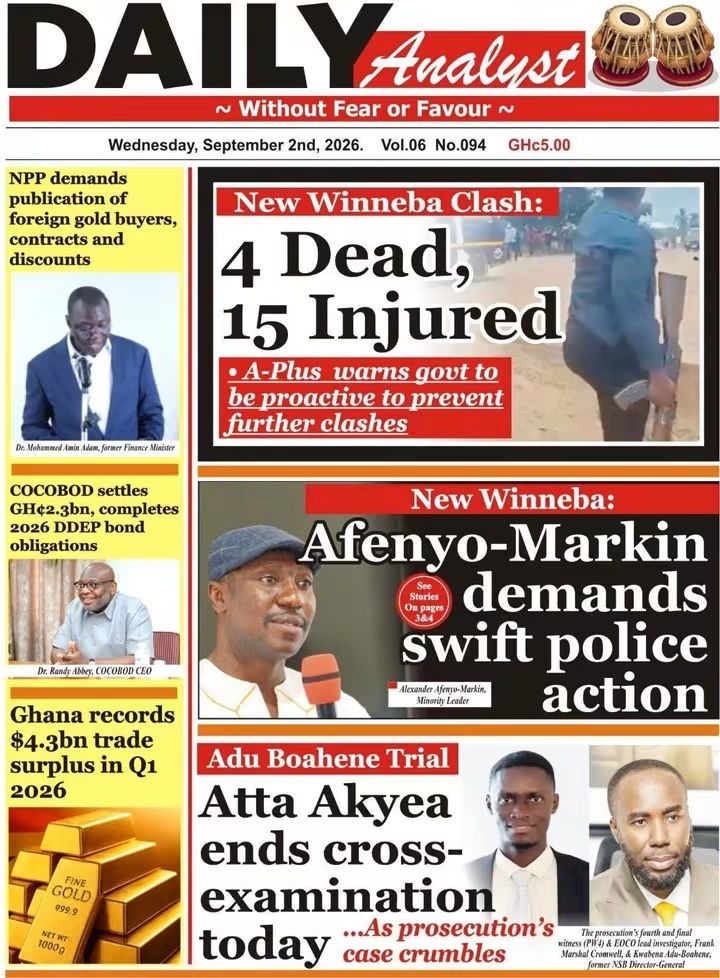 Newspaper Headlines - Wednesday, 02/09/26