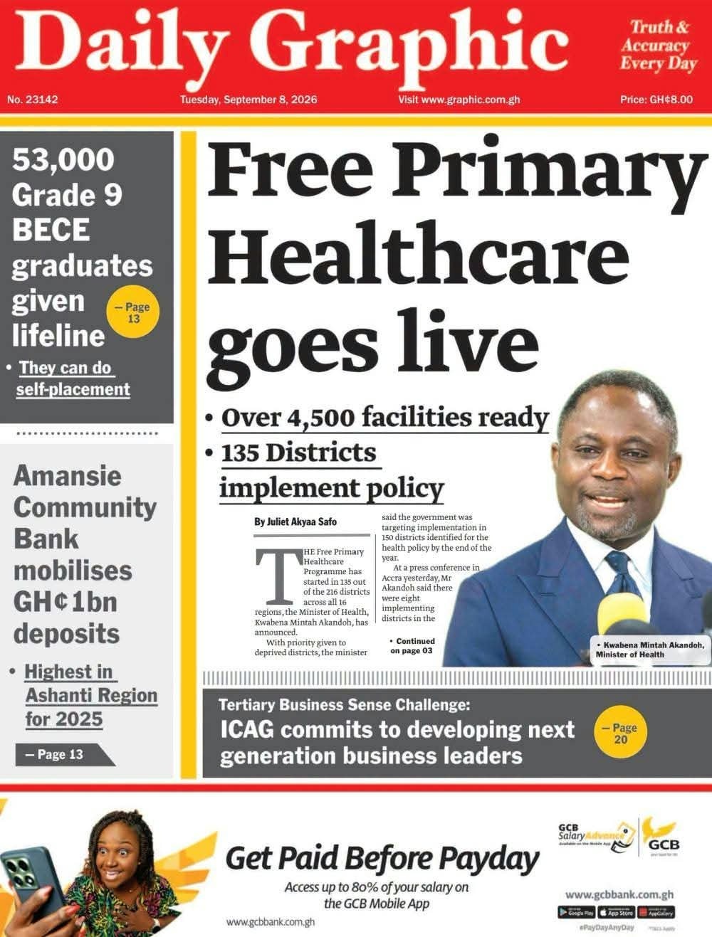 Newspaper Headlines - Tuesday, 08/09/26