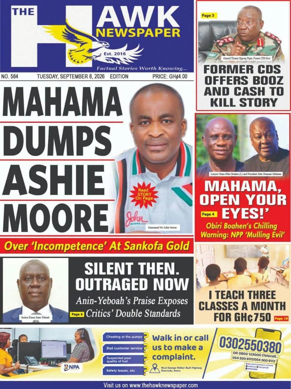 Newspaper Headlines - Tuesday, 08/09/26