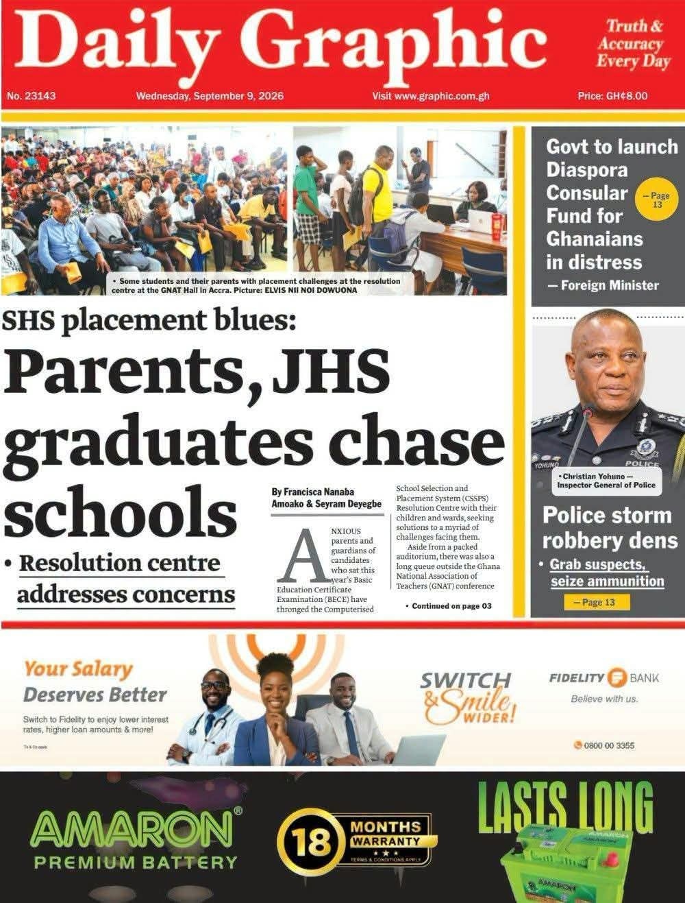 Newspaper Headlines - Wednesday, 09/09/26