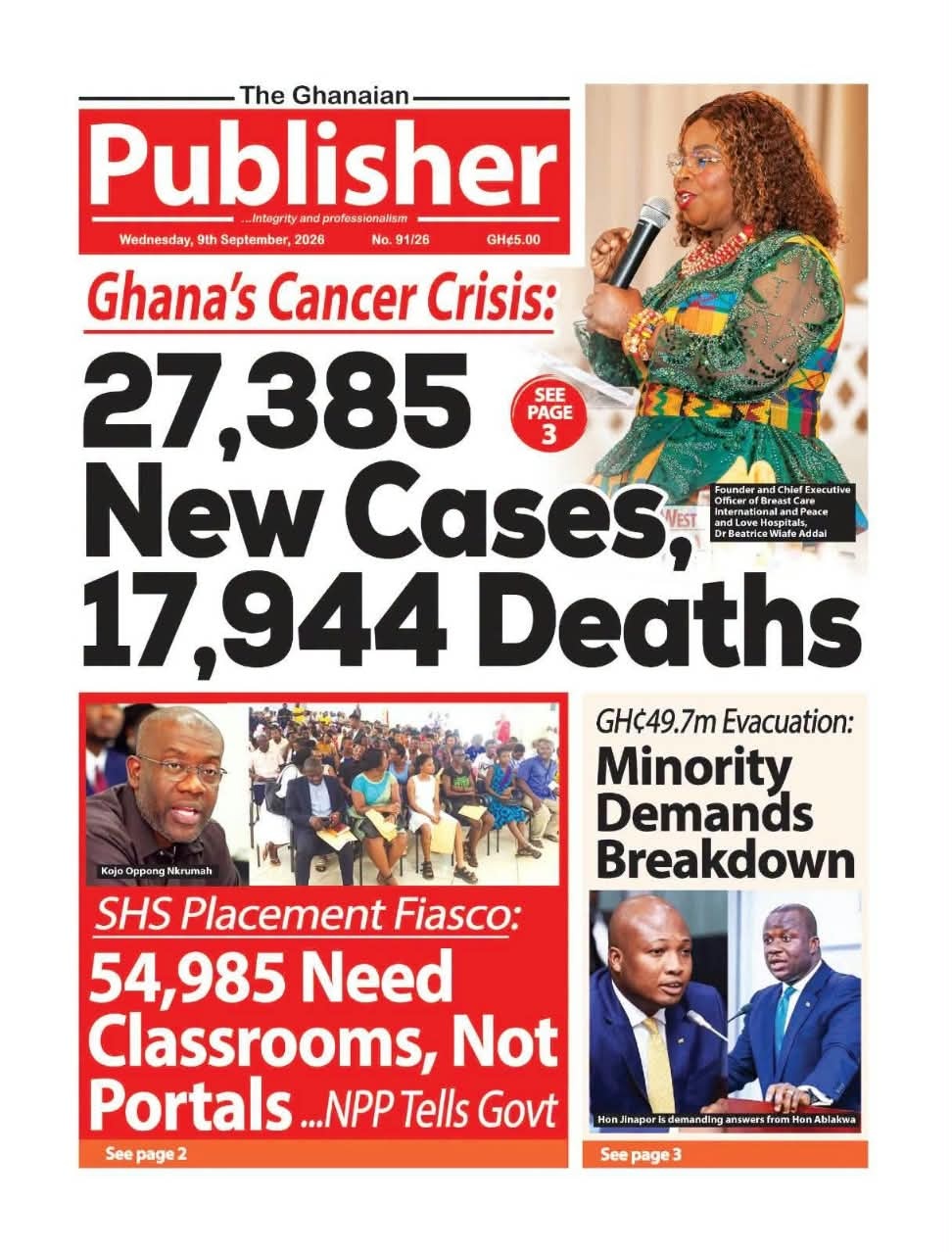 Newspaper Headlines - Wednesday, 09/09/26
