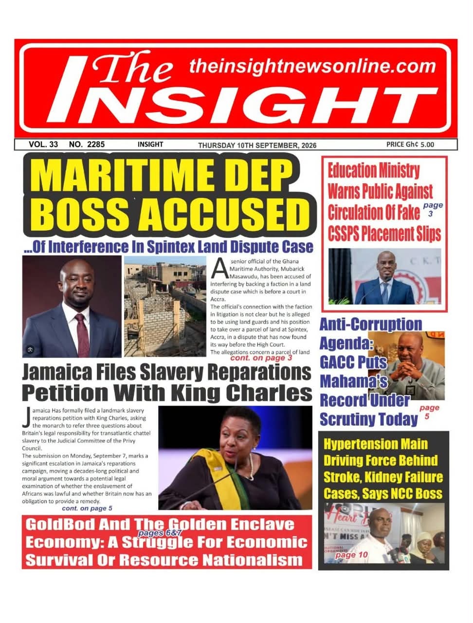 Newspaper Headlines - Thursday, 10/09/26