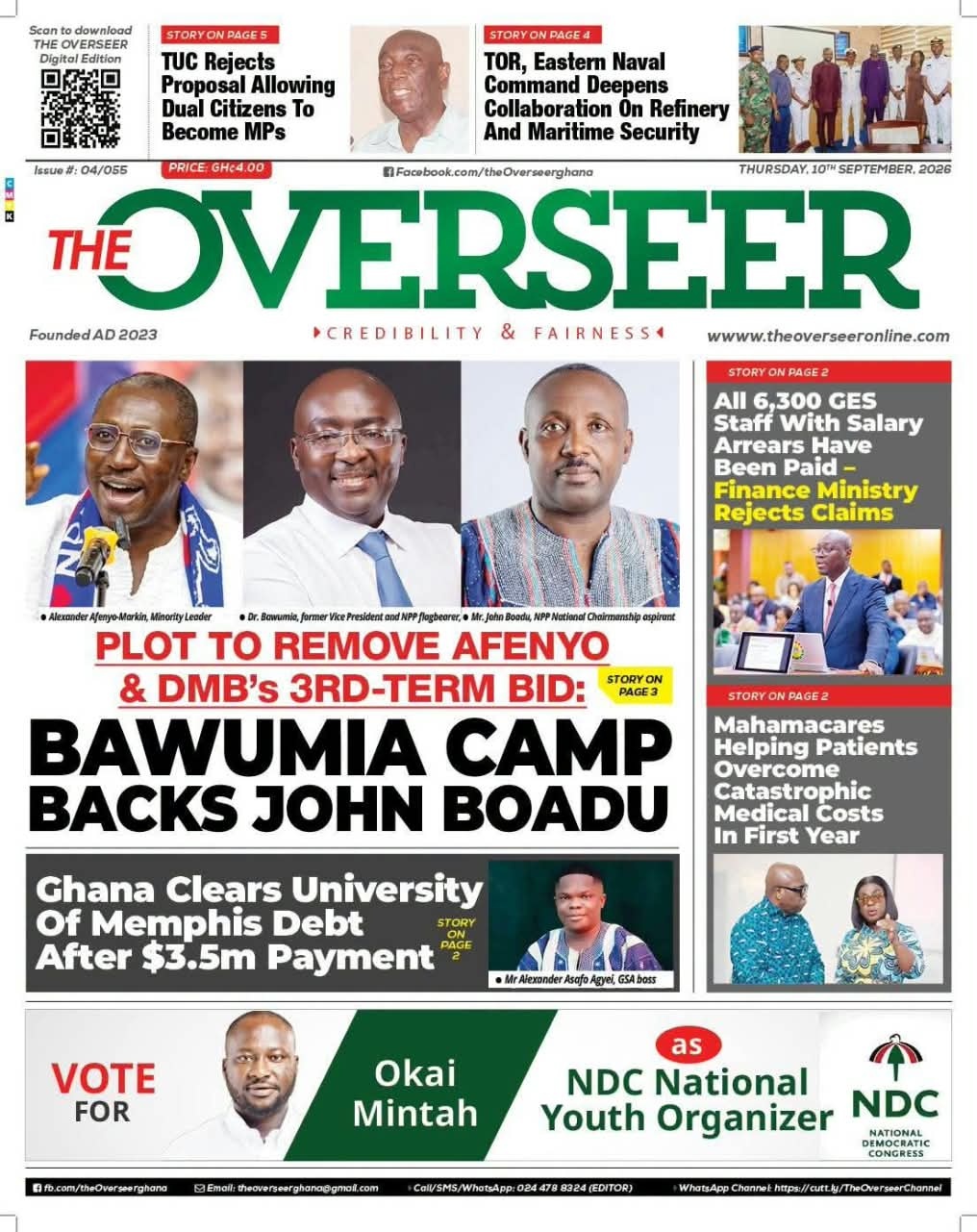 Newspaper Headlines - Thursday, 10/09/26