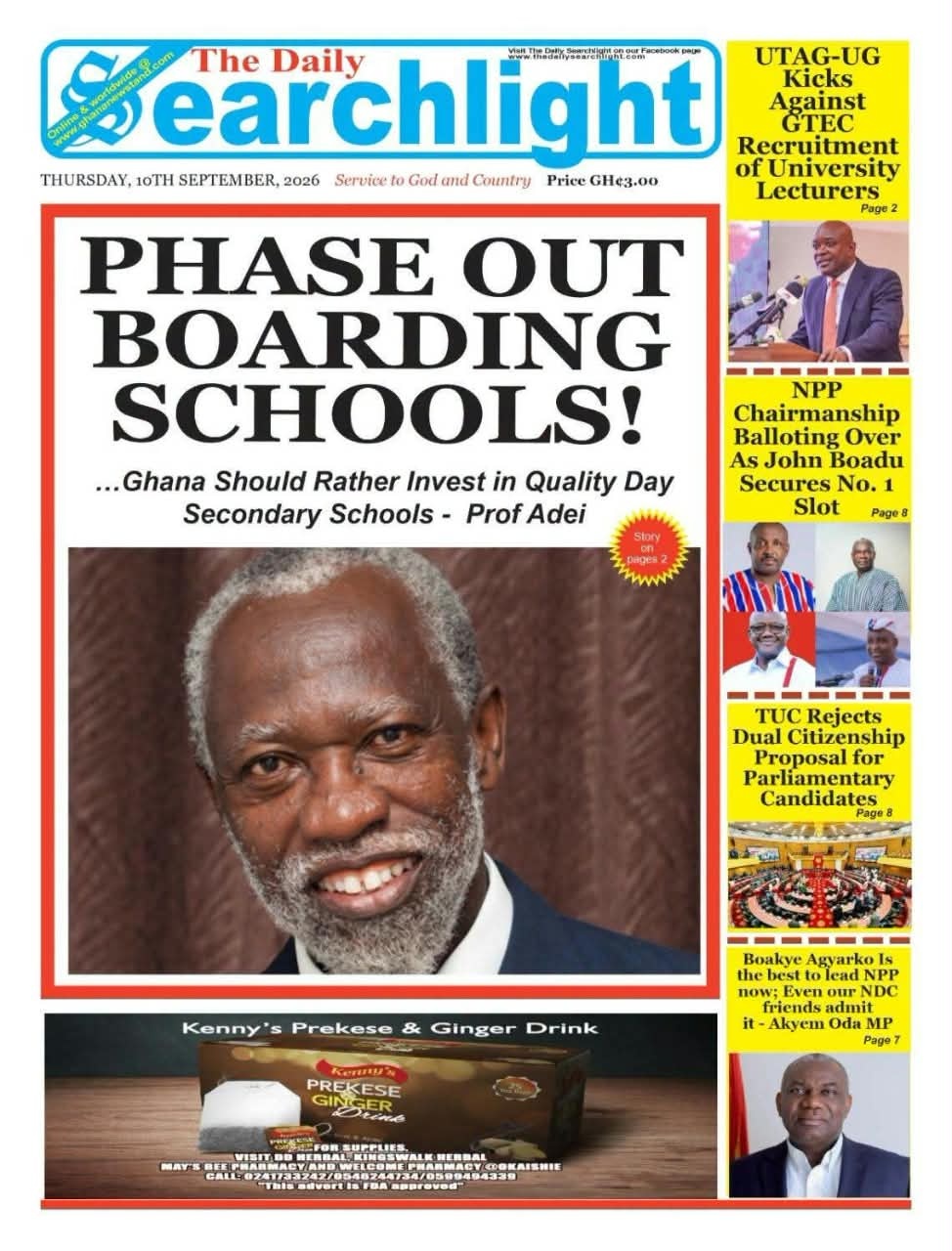 Newspaper Headlines - Thursday, 10/09/26