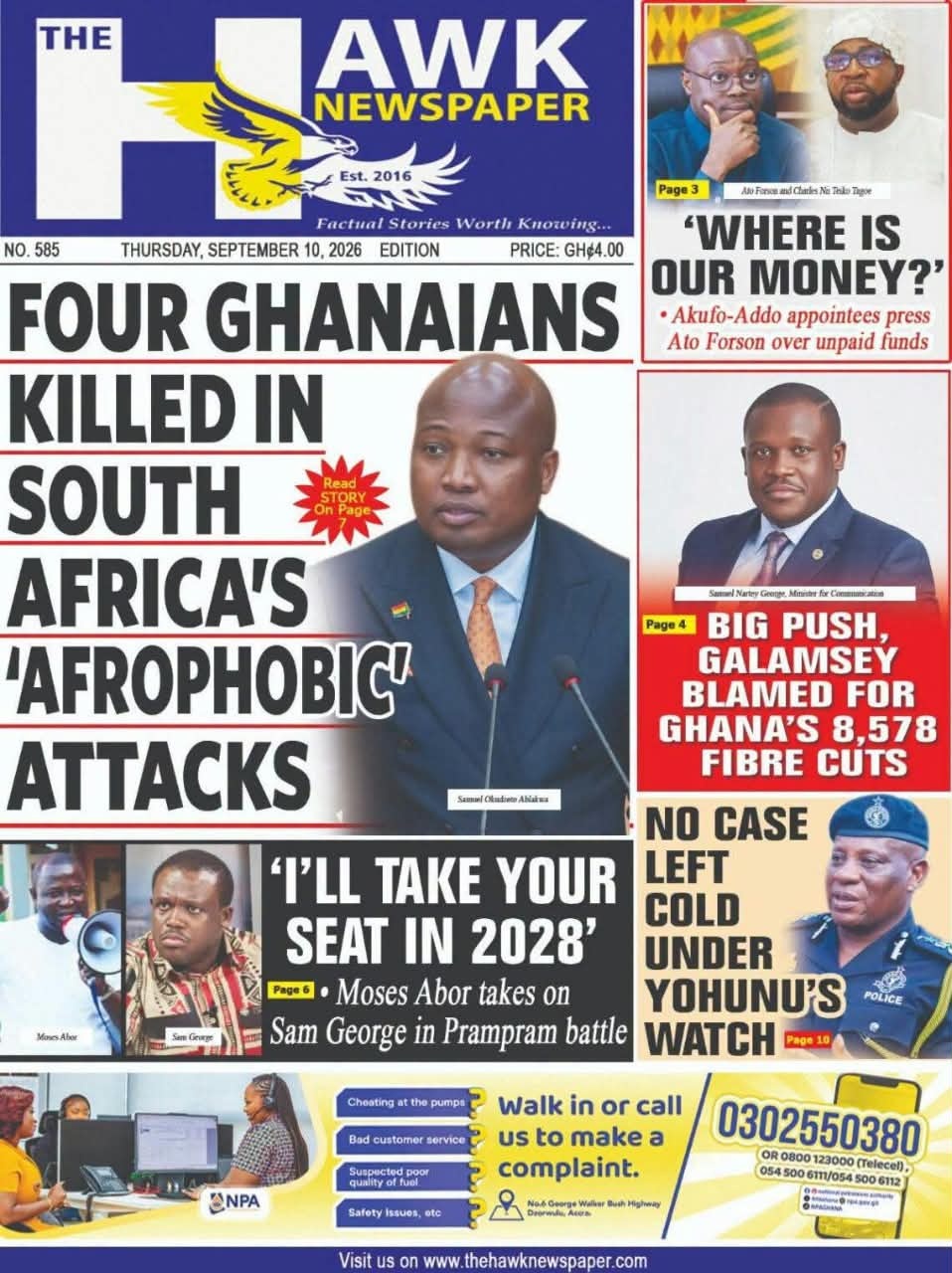 Newspaper Headlines - Thursday, 10/09/26