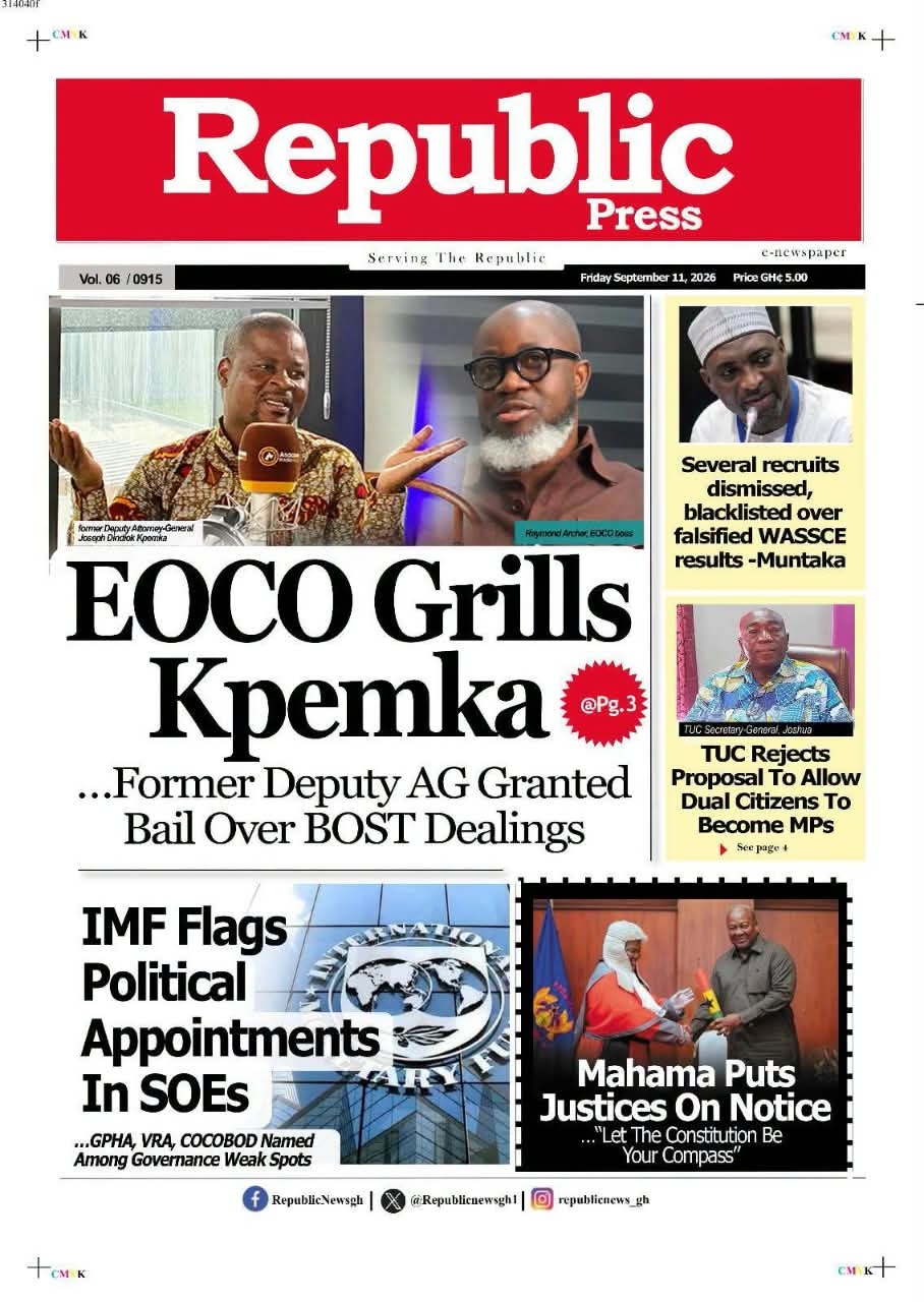 Newspaper Headlines - Friday, 11/09/26