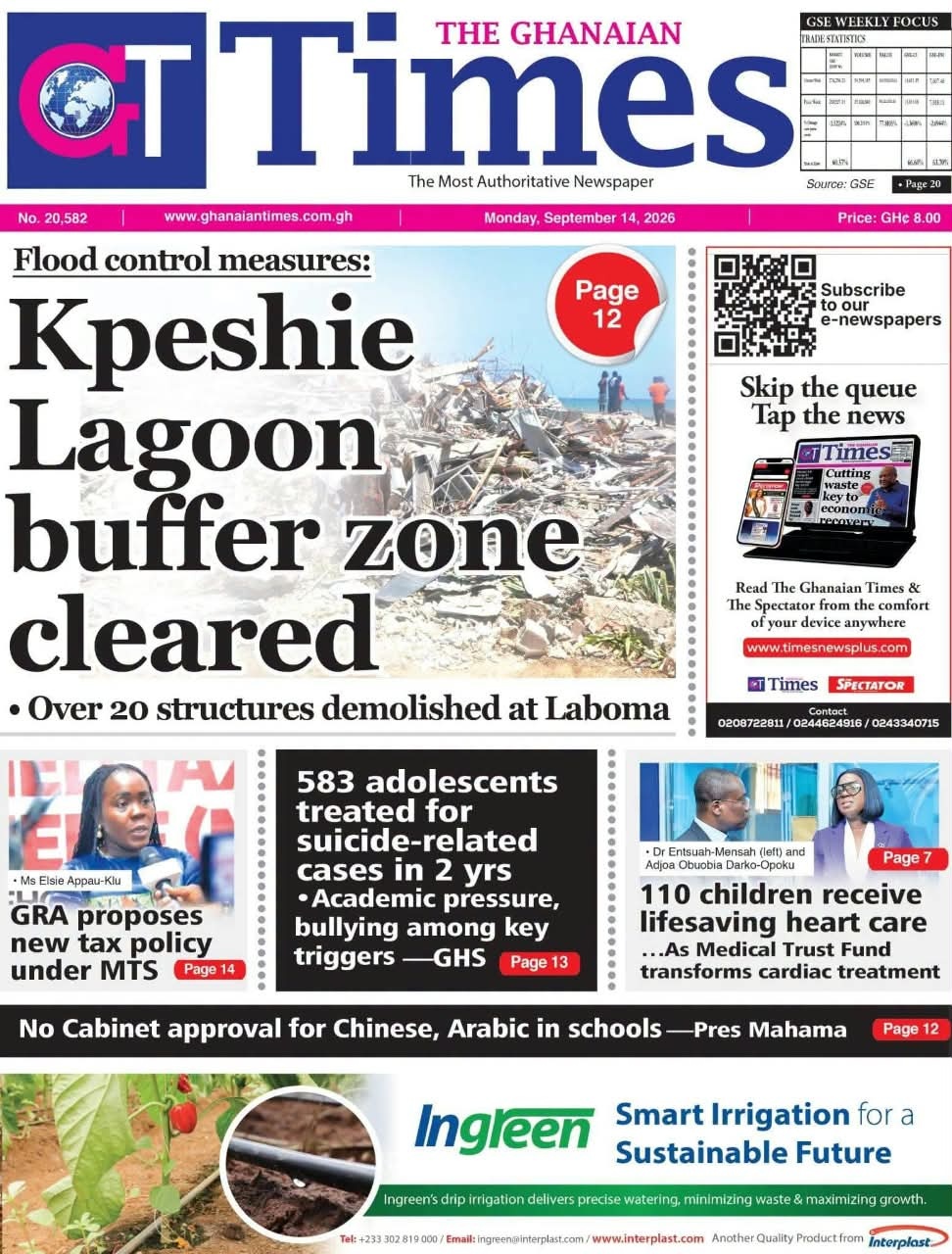 Newspaper Headlines - Tuesday, 15/09/26
