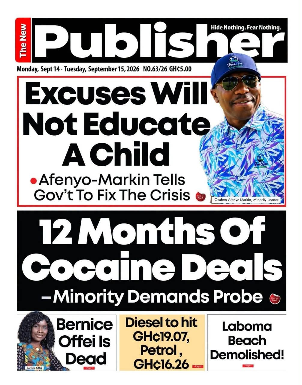 Newspaper Headlines - Tuesday, 15/09/26